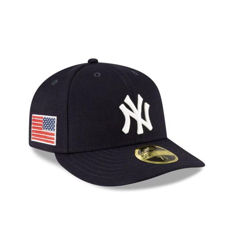 MLB New York Yankees Crystals From Swarovski Flag Low Profile 59Fifty Fitted (FAB2102) - Blue New Era Caps